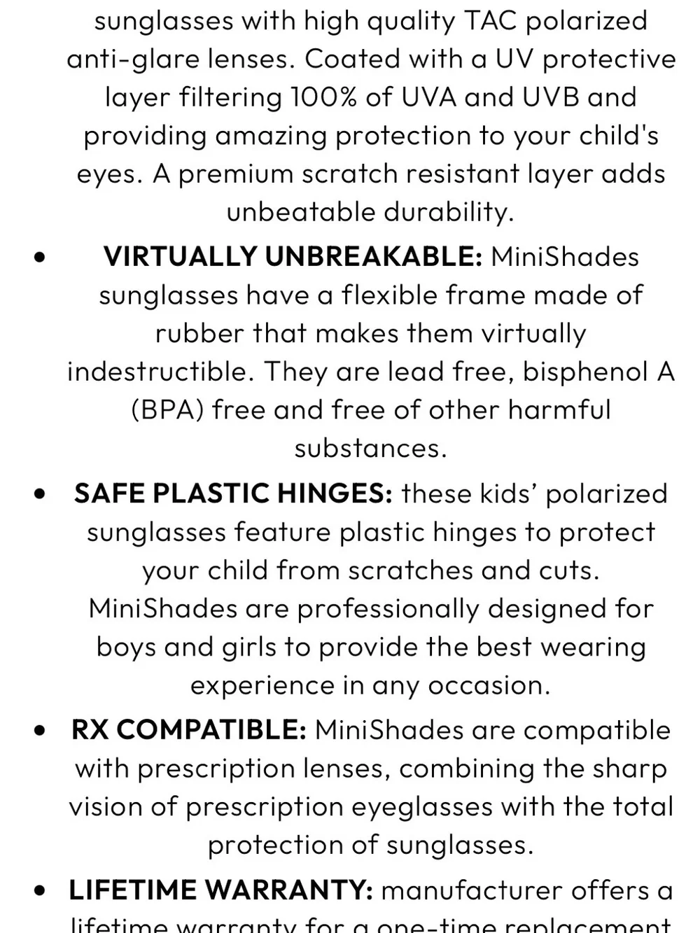Kids Jet Black minishades Sunglasses with polarized lenses